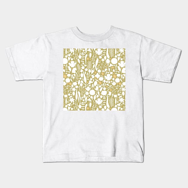 Green summer pattern Kids T-Shirt by Happy Mouse Studio